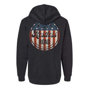RR charcoal pullover hoodie back Restless Road
