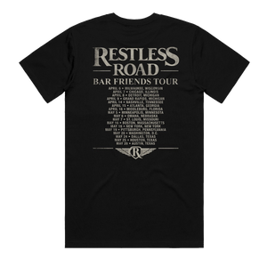 Bar friends photo black tour tee back dates Restless Road